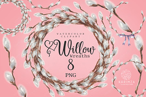Watercolor Willow Wreath PNG Clipart