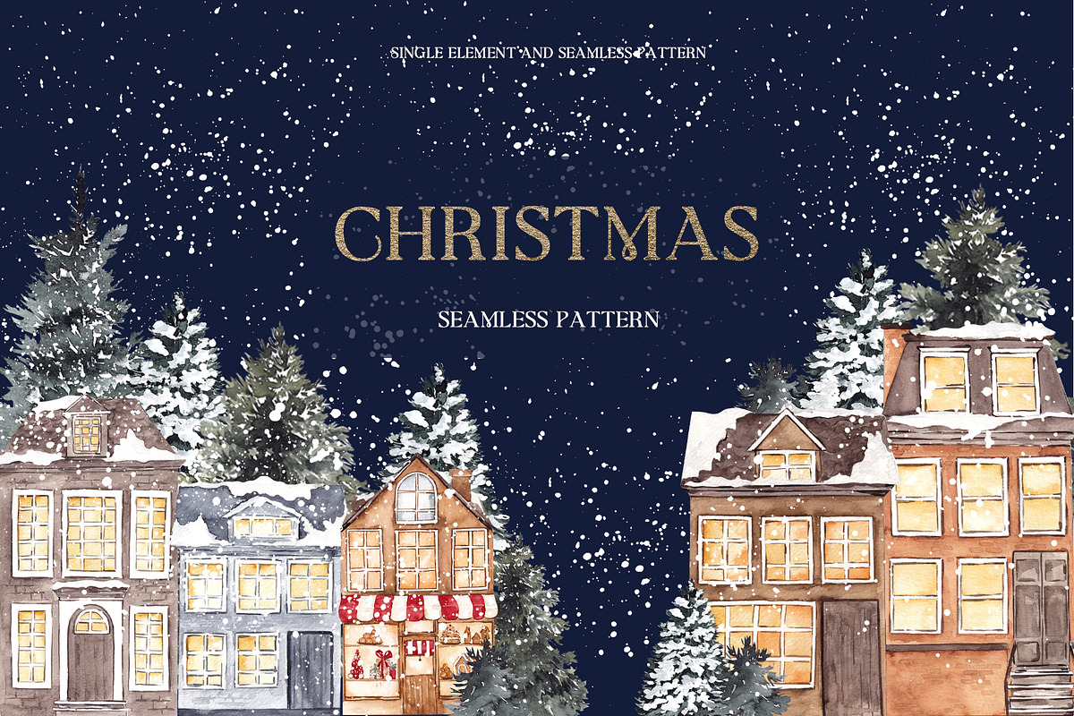 Watercolor Christmas pattern., a Pattern Graphic by ma_i_vi (Photo 1 of 8)