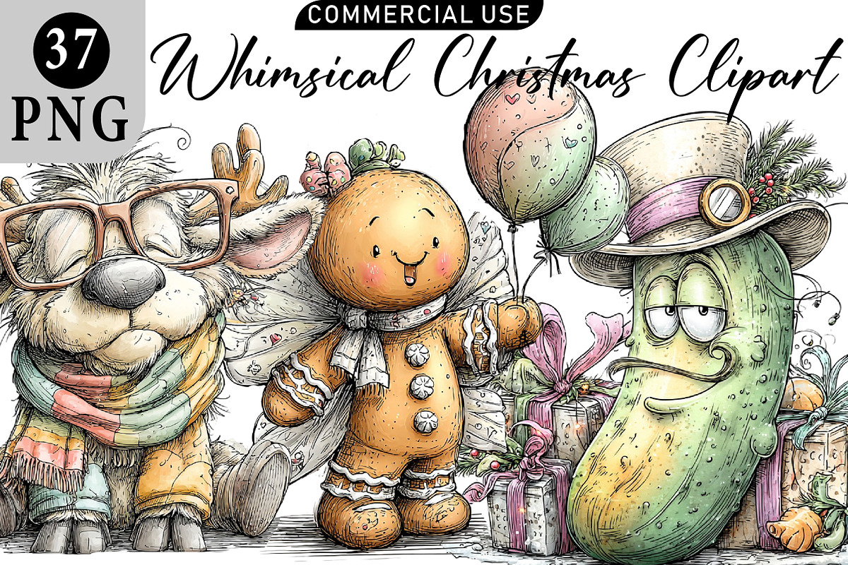 Whimsical Christmas Clipart, an Illustration by Daily.Designs (Photo 1 of 5)