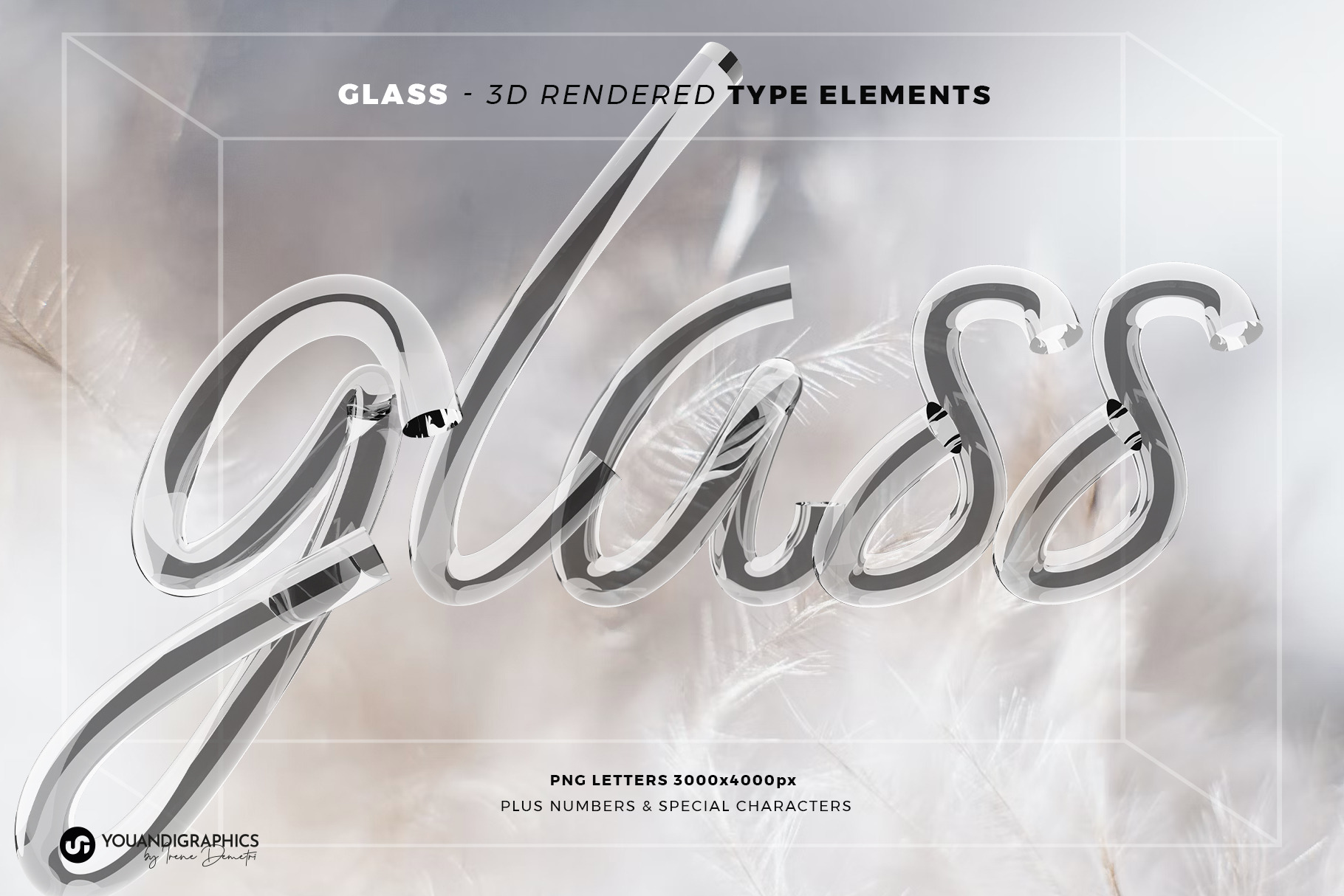 Glass 3D Lettering Set, a Graphic by Youandigraphics