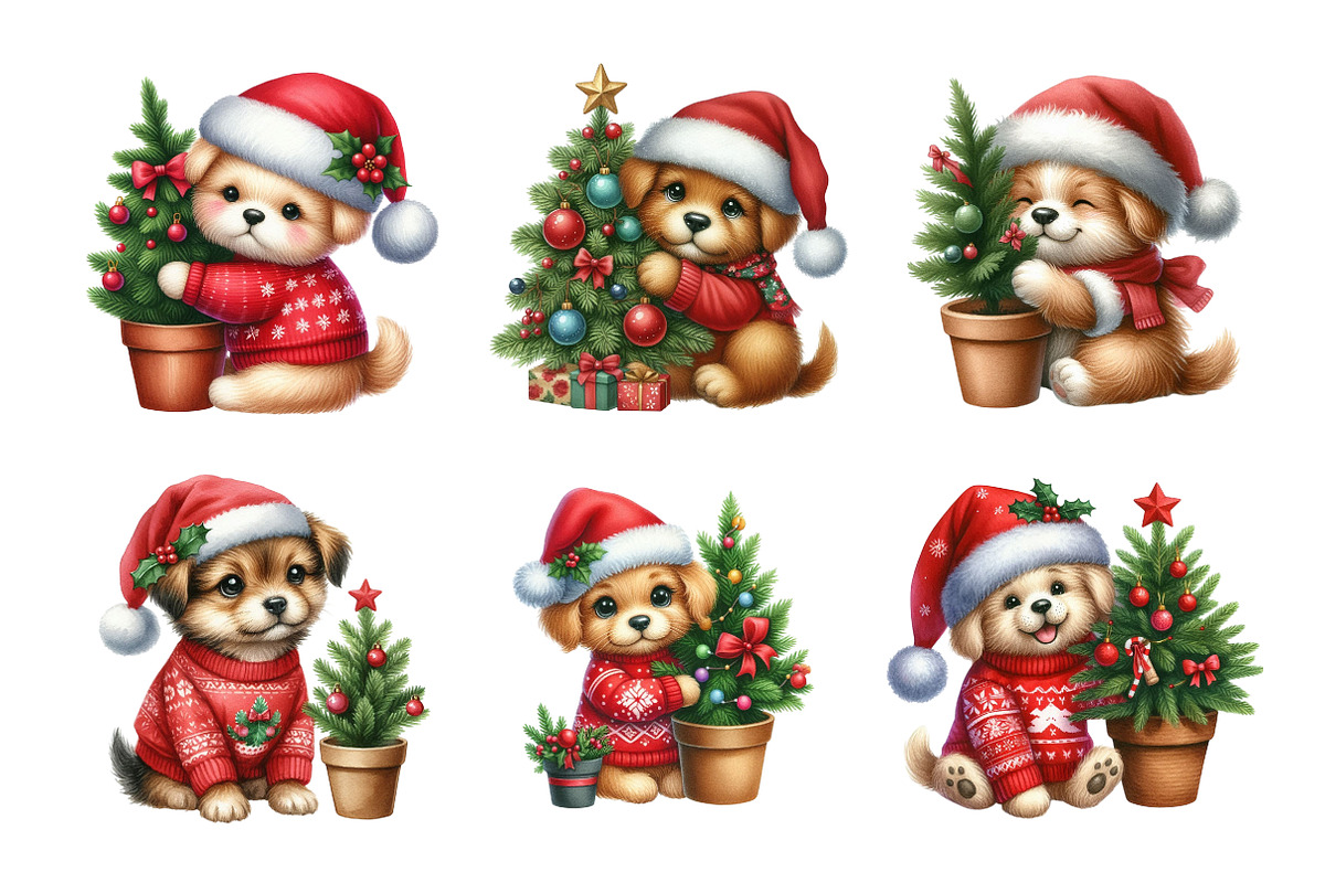 Cute Christmas Puppy Clip Art, an Illustration by Design Market (Photo 4 of 5)