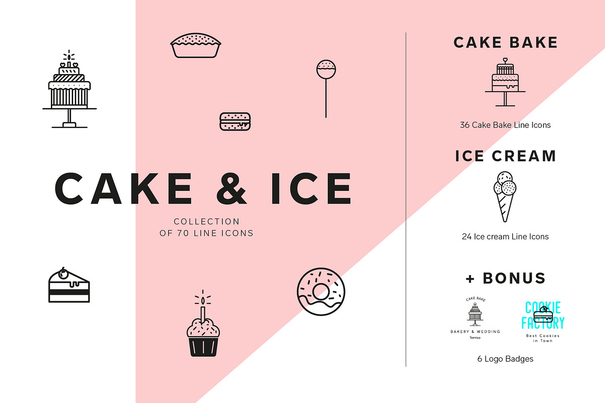 Cakes and Ice cream icon set, an Outline Icon by dicreate (Photo 1 of 10)
