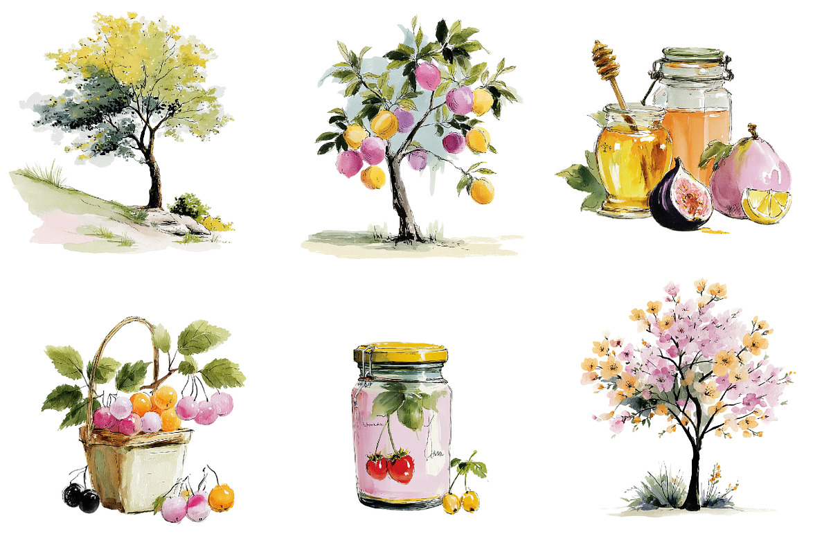 Orchard Watercolor Clipart Collectio, an Illustration by CreationArt (Photo 6 of 6)