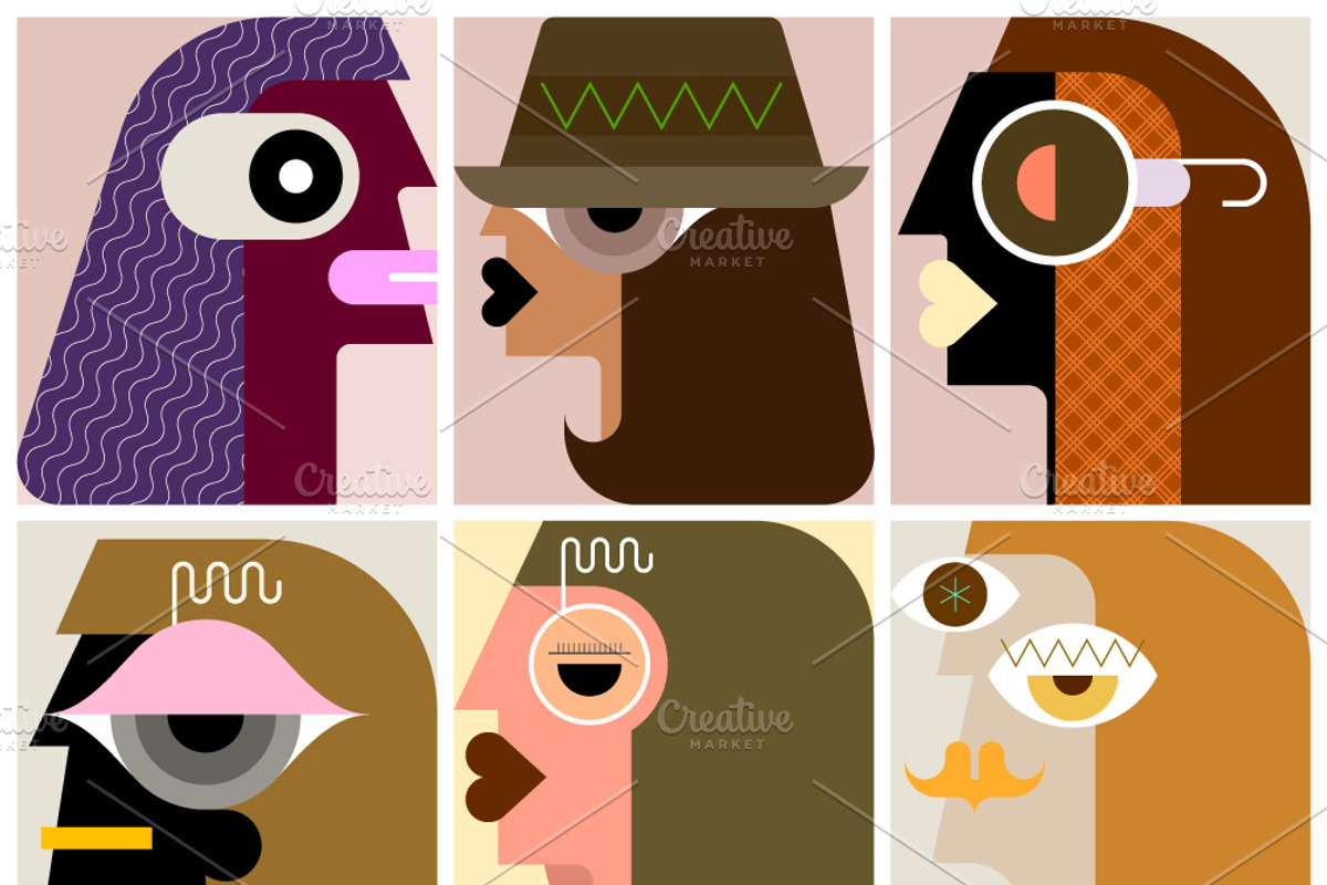 Six Portraits Set Of Design Elements, an Illustration by danjazzia (Photo 3 of 3)