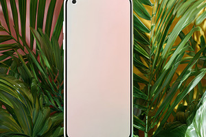 Smartphone Mockup Tropical Leaves Pa, a Photo by Pixeness Studio