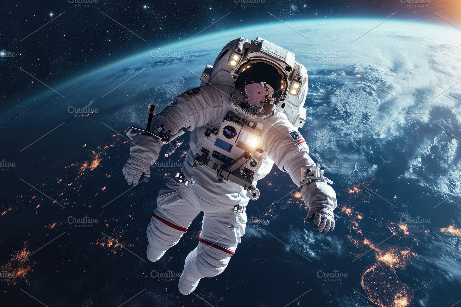 Astronaut Floating Above Earths Atmo, a Photo by Iftikhar Alam