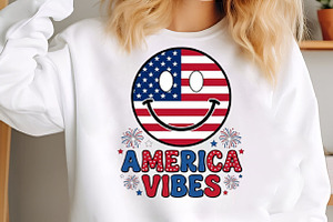 America Vibes Smiley Face 4th July, an Illustration by Designking