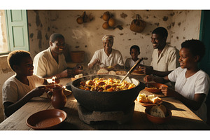 Smiling family around a table, a Person Photo by Igor Tichonow