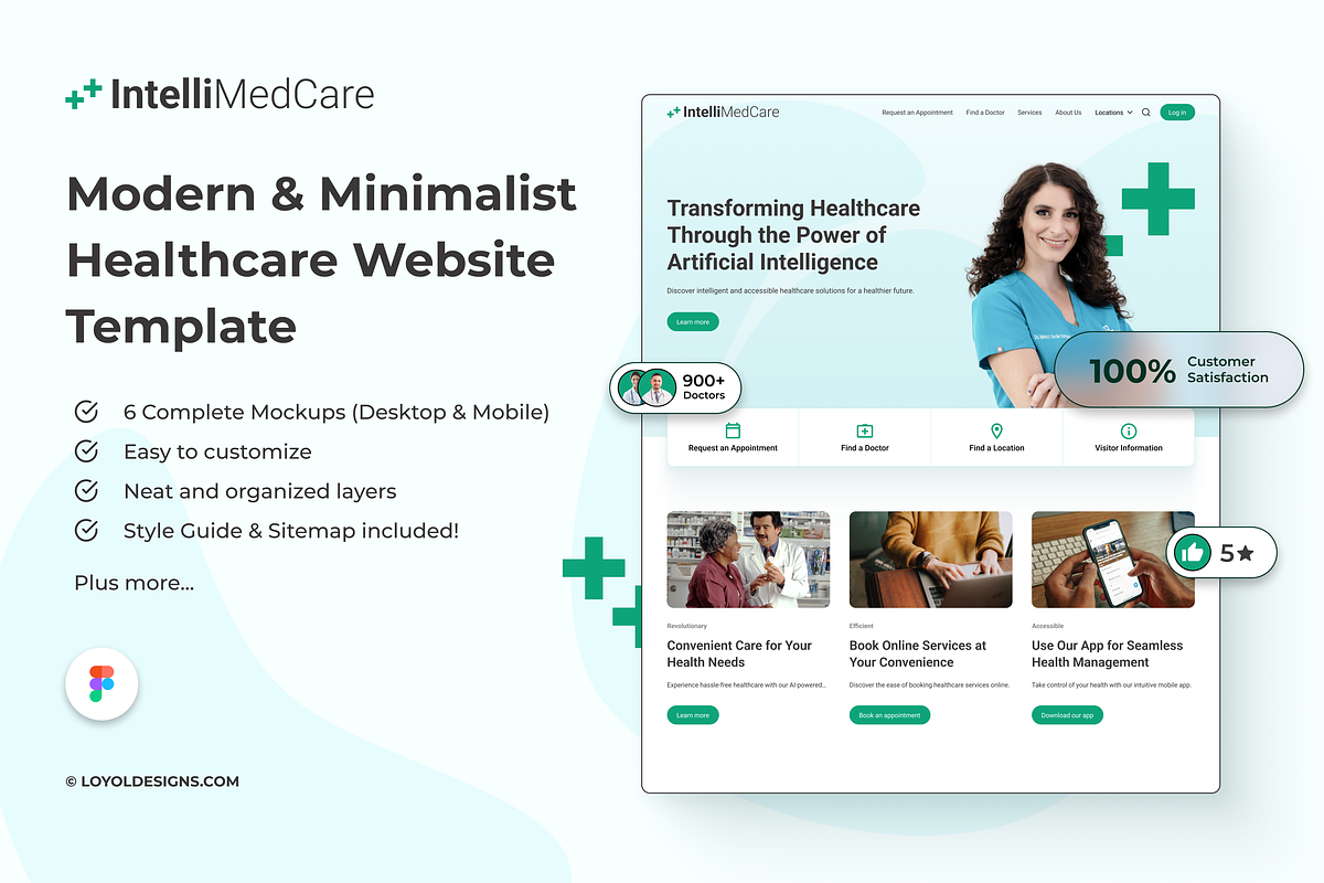 Healthcare Website Template in Figma, an UI Kit Template by LoyolDesigns (Photo 1 of 4)