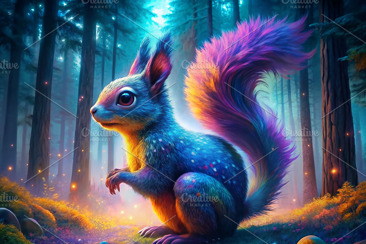 Vibrant Squirrel Print, an Animal Illustration by ZobaDepot (Photo 1 of 4)