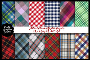 Tartan Fabric Textured Papers, a Pattern Graphic by FrankiesDaughtersDesign