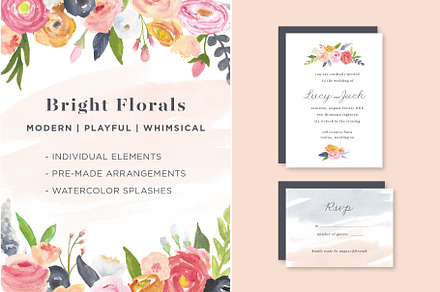 Bright Watercolor Flowers