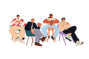 Happy people sitting on chairs set, a Person Illustration by PaperTrident (Thumbnail 8 of 8)
