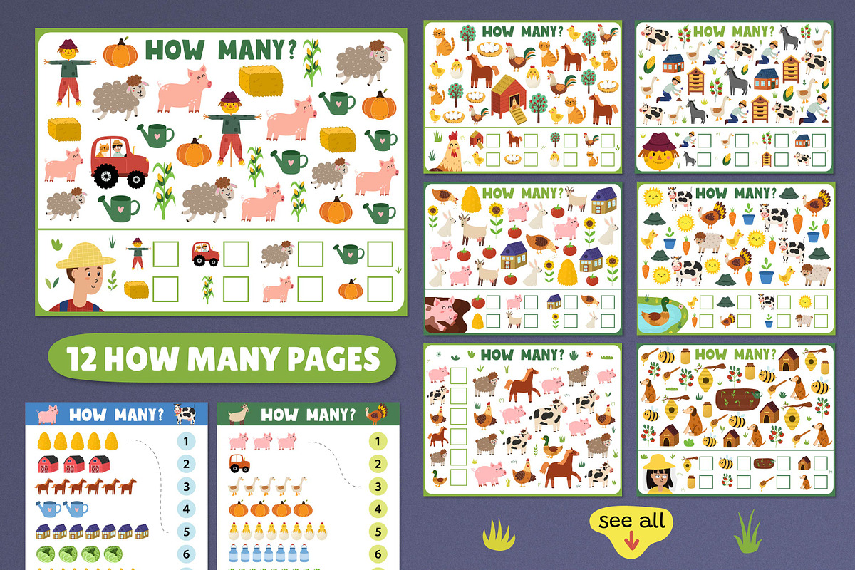 Farm Activity Pages for Kids, an Education Illustration by Gulnara Sabirova (Photo 9 of 19)