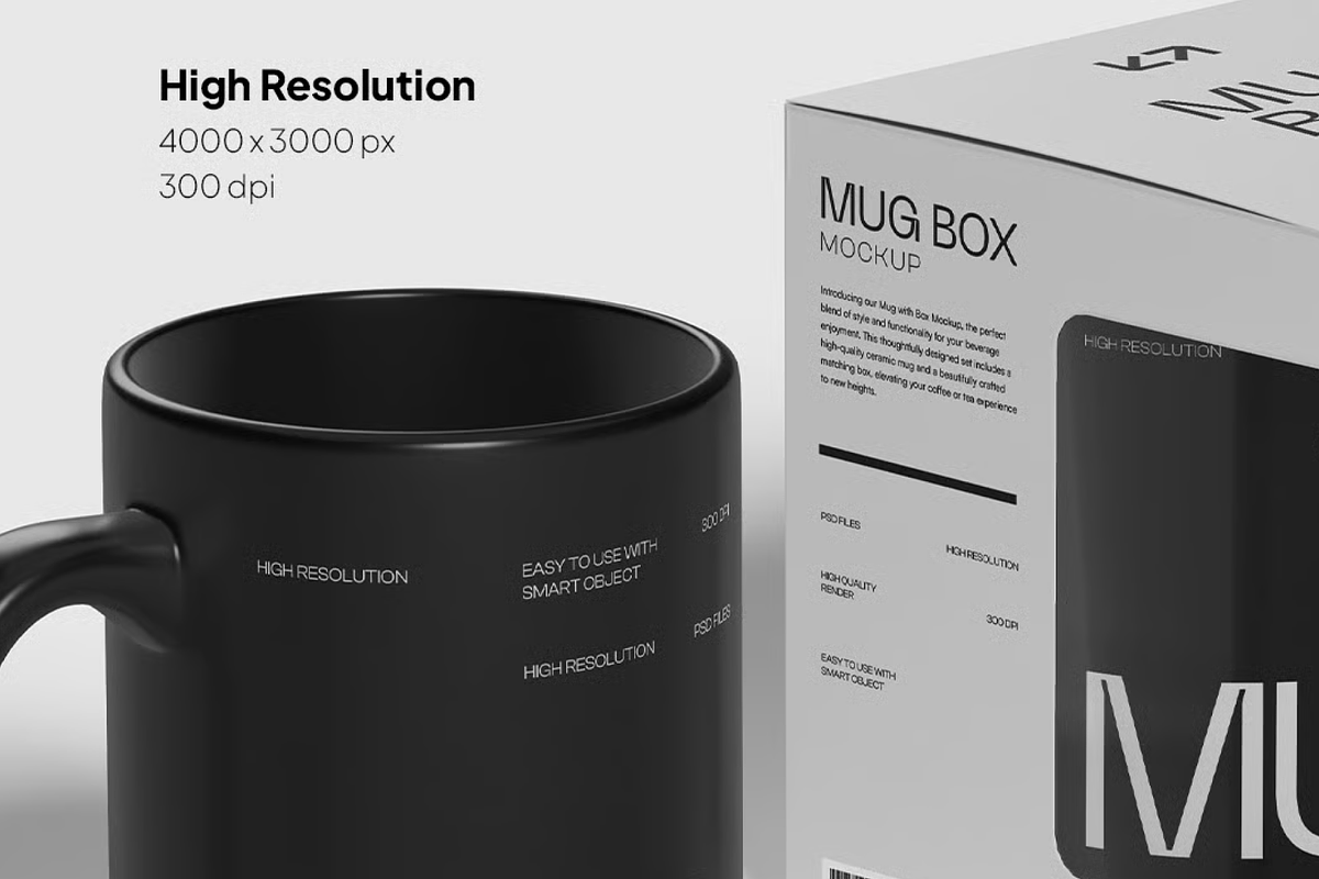 Mug and Box Packaging Mockup, a Cups & Container Mockup by graphicsauce (Photo 2 of 4)