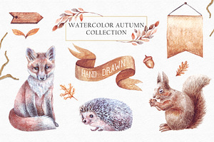 Watercolor autumn set