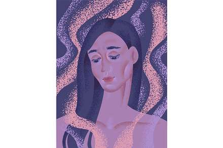 Portrait of a melancholic girl in, a Texture Illustration by undrey
