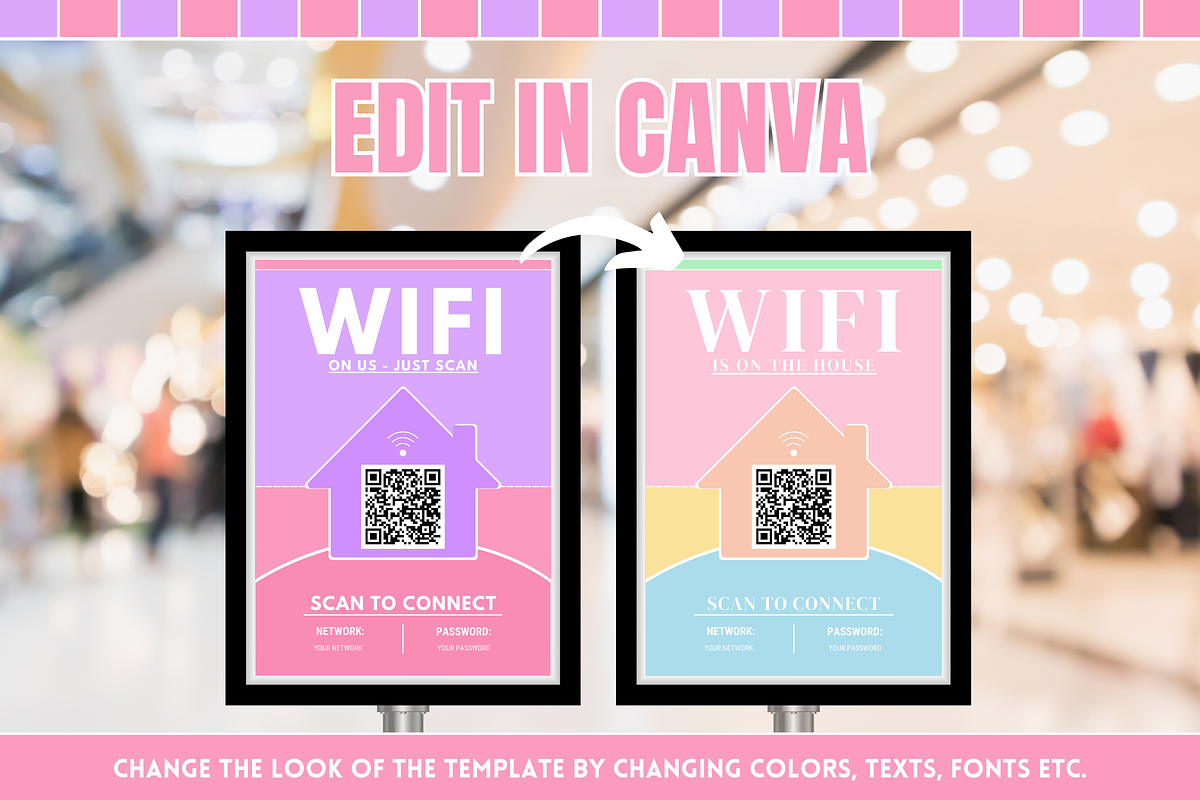 WiFi QR Code Sign - Pastel, a Stationery Template by SunshineStudioBoutique (Photo 5 of 10)