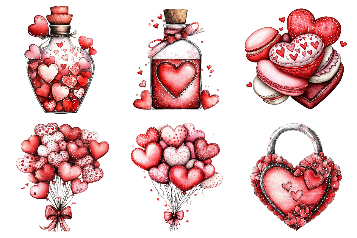 Watercolor Valentine Clipart, an Illustration by Design Market (Photo 3 of 5)