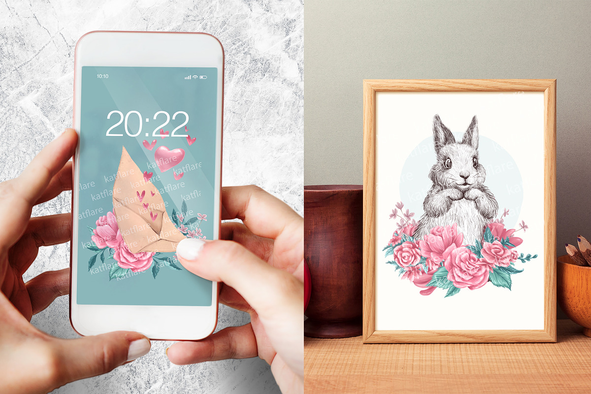 Valentine bunny kit, an Animal Illustration by Funnystore (Photo 5 of 14)