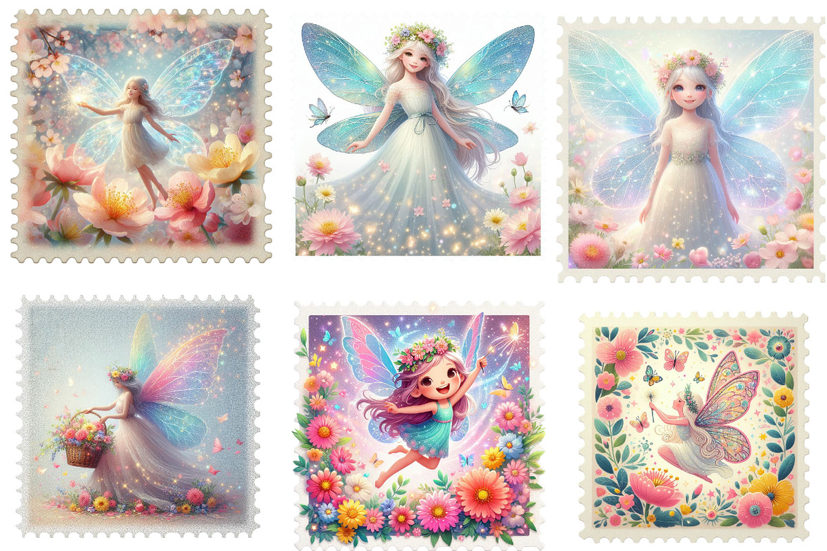 Spring Fairy Postage Stamp Clipart, an Illustration by Designking (Photo 3 of 4)