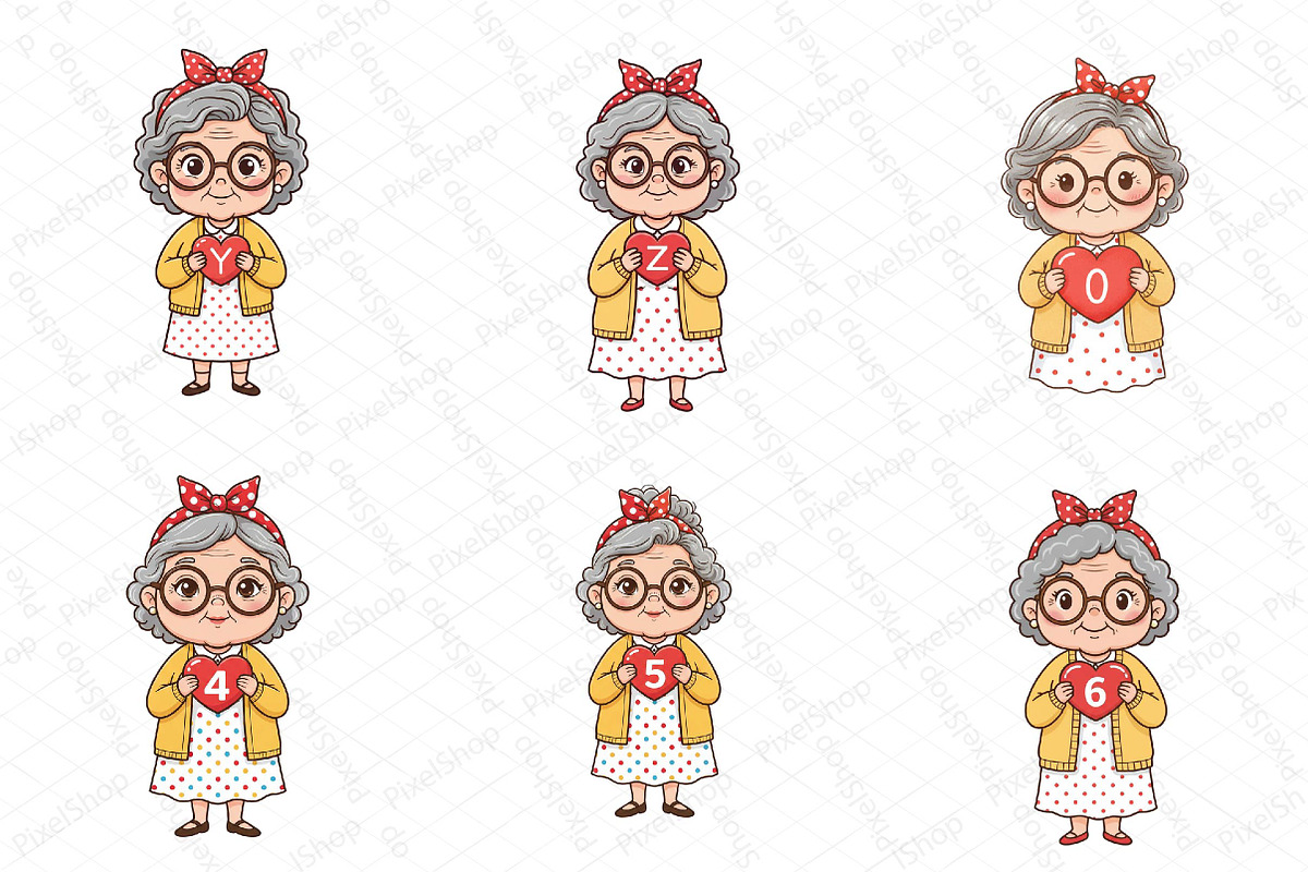 Grandma Holding Heart Alphabet Bundl, an Illustration by DreamPrint404 (Photo 4 of 7)