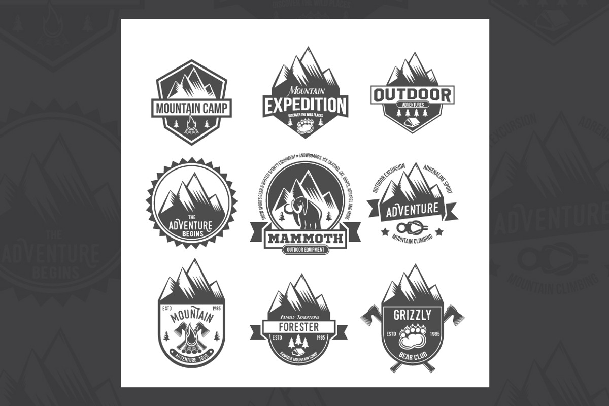 Set of vintage outdoor labels, a Branding & Logo Template by Alex_Ivanov