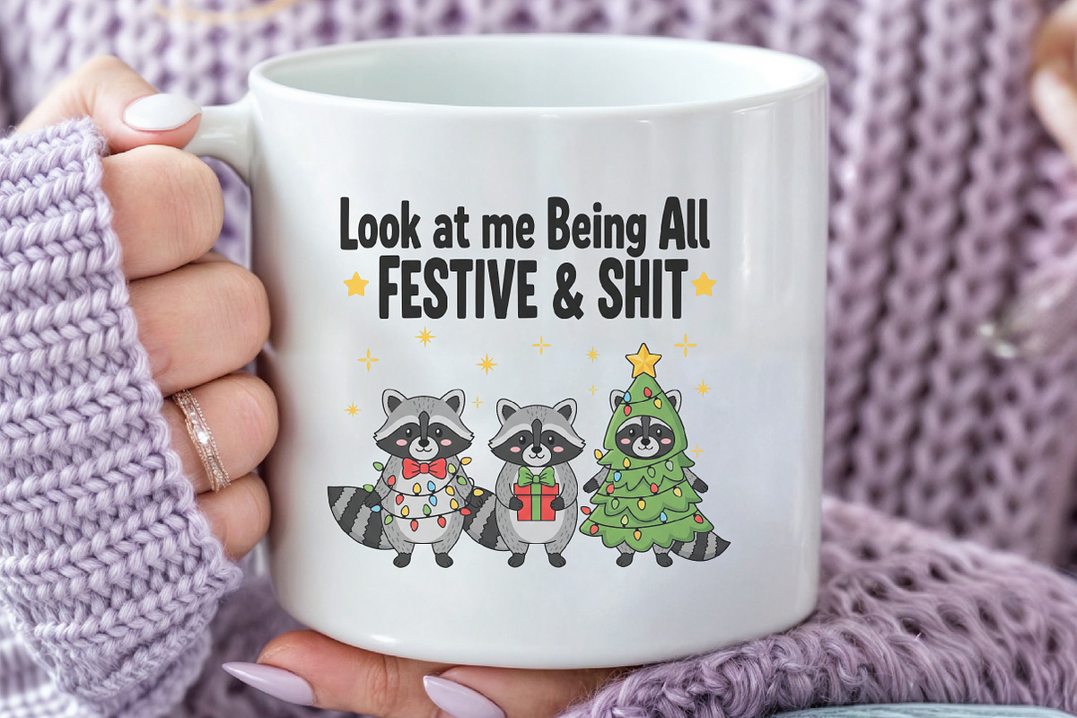 Funny Christmas Sarcastic Raccoon, an Illustration by Black Bird Studio (Photo 3 of 4)