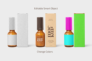 Amber Glass Cosmetic Bottle Mockup