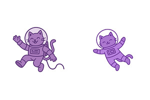 Cute cartoon cats in astronaut suits, an Animal Illustration by ZinetroN