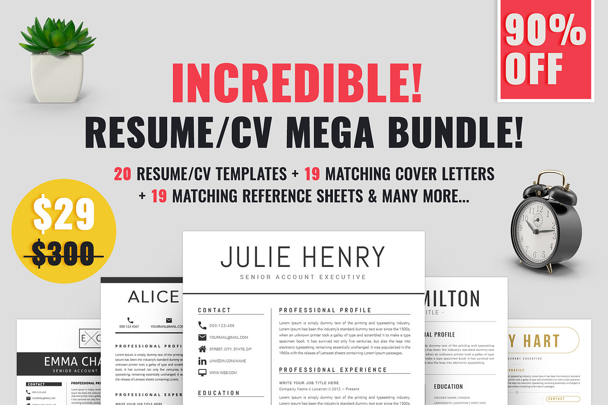 Resume/CV Mega Bundle, a Resume Template by A1RESUME (Photo 1 of 21)