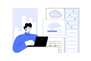 Big data cloud storage isolated, a Technology Illustration by Visual Generation