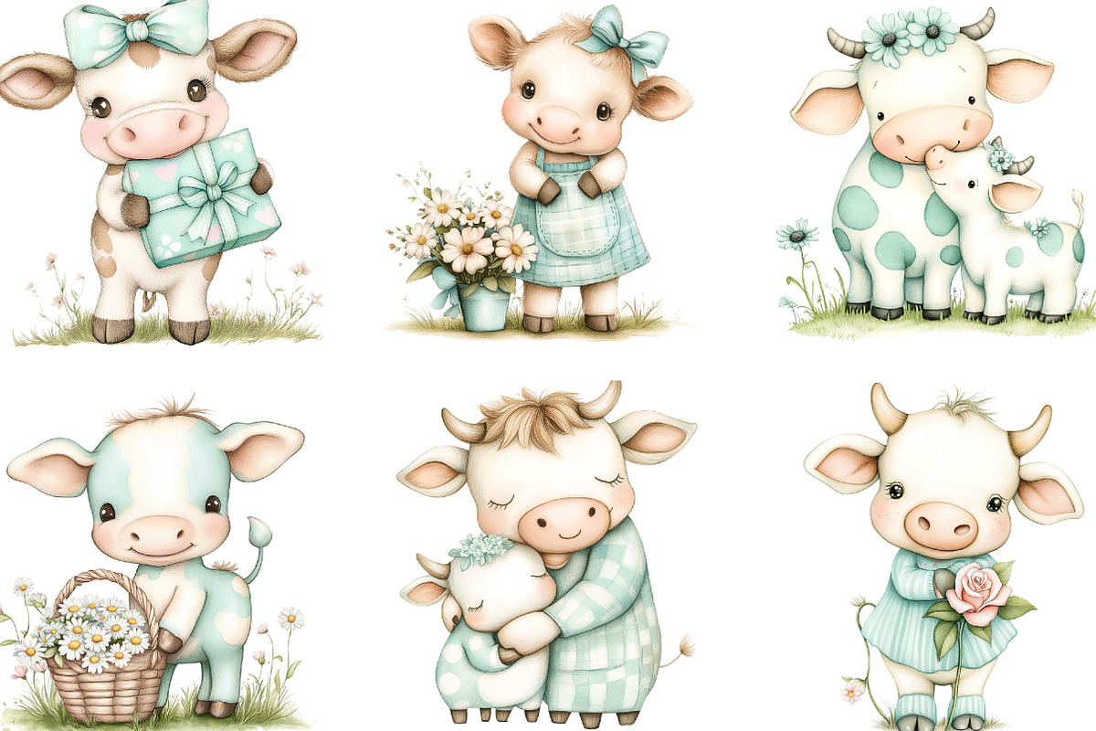 Mother's Day Cute Cow Clipart, an Illustration by Designking (Photo 4 of 5)