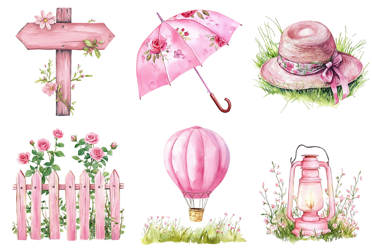 Watercolor Pink Spring Outdoor PNG, an Illustration by SinaCreation (Photo 4 of 5)