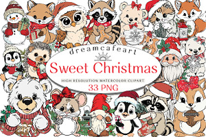 Sweet Christmas Clipart Bundle, an Illustration by DreamCafeArt