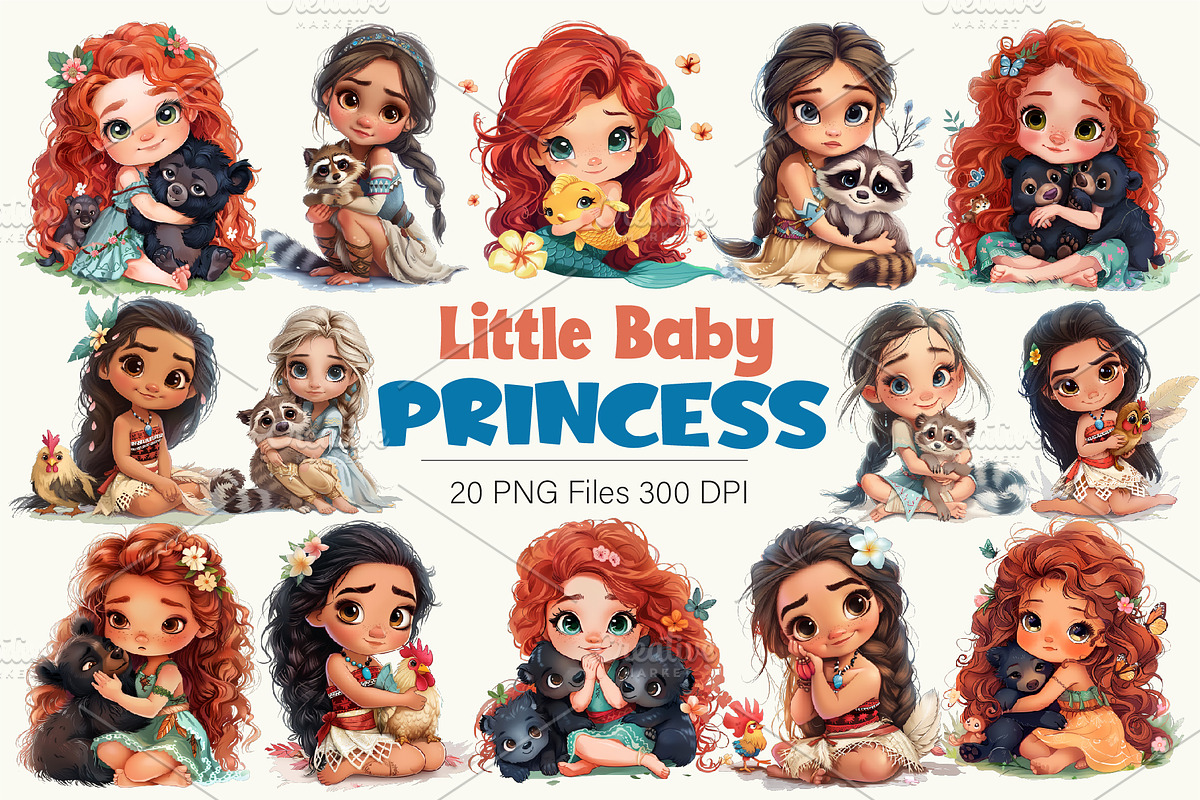 Cartoon Baby Princess.TShirt Sticker, an Animal Illustration by KENO Mascots (Photo 1 of 11)