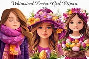 Whimsical Easter Girl Clipart, an Illustration by Craft Nest (Thumbnail 1 of 9)