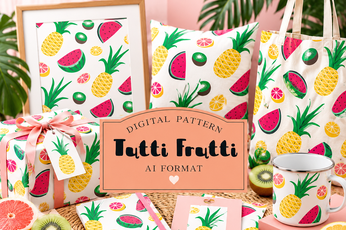 Tutti Frutti fruit pattern, a Pattern Graphic by Kiwi Fruit Punch (Photo 2 of 4)