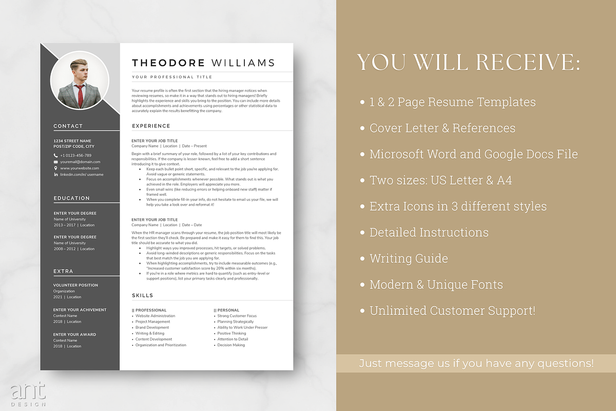 Modern Resume Template - Theodore, a Resume Template by AntDesignStudio (Photo 14 of 18)