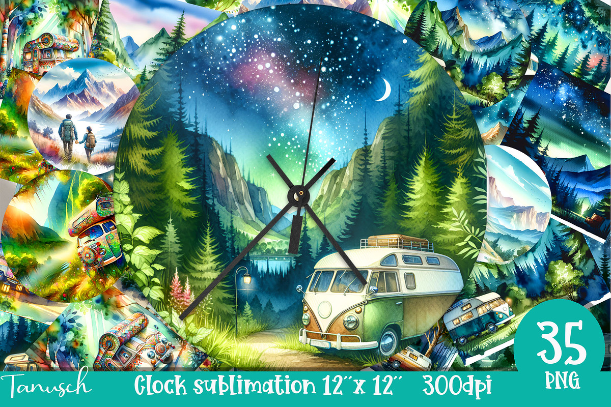watercolor camping bundle, a Templates & Theme by TanuschArts (Photo 9 of 10)