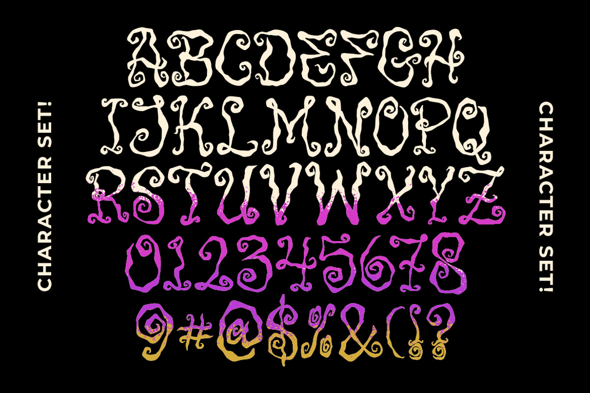 GF Wonka Rough Handdrawn Swirly Font, a Handwritten Font by GroovyFontCo (Photo 7 of 7)