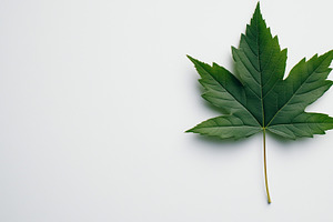 Fresh green maple leaf on a white, a Nature Photo by MistyDay