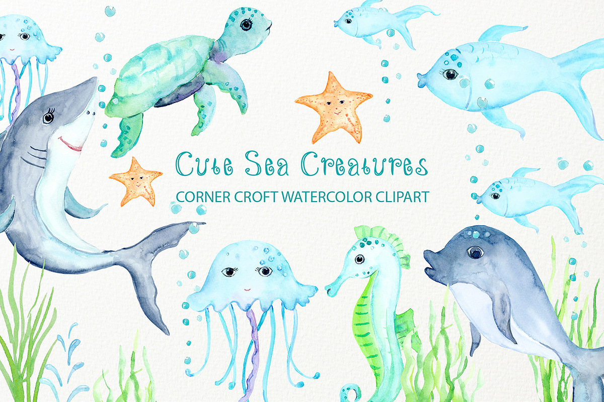 Sea Creature Clipart, an Animal Illustration by Corner Croft (Photo 1 of 4)