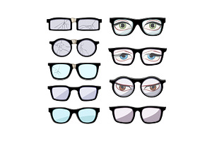geek glasses set cartoon vector, an Object Illustration by pikepicture