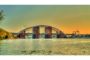 Unfinished bridge across the Dnieper in Kiev, Ukraine, an Architecture Photo by Leonid Andronov