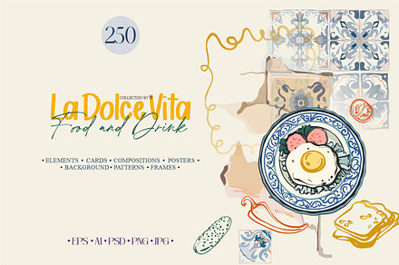 La Dolce Vita-Food and Drink, a Seasonal Illustration by Collection by VY