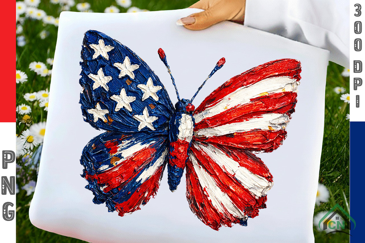 Brushstroke Patriotic Butterfly Png, an Illustration by Craft Nest (Photo 1 of 6)