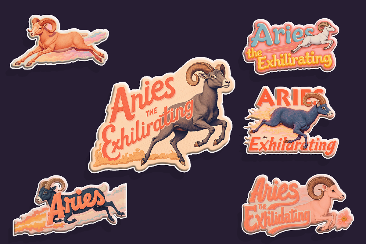Aries Zodiac Sticker Bundle 80+, an Object Graphic by Jakayla Digital Co (Photo 11 of 15)