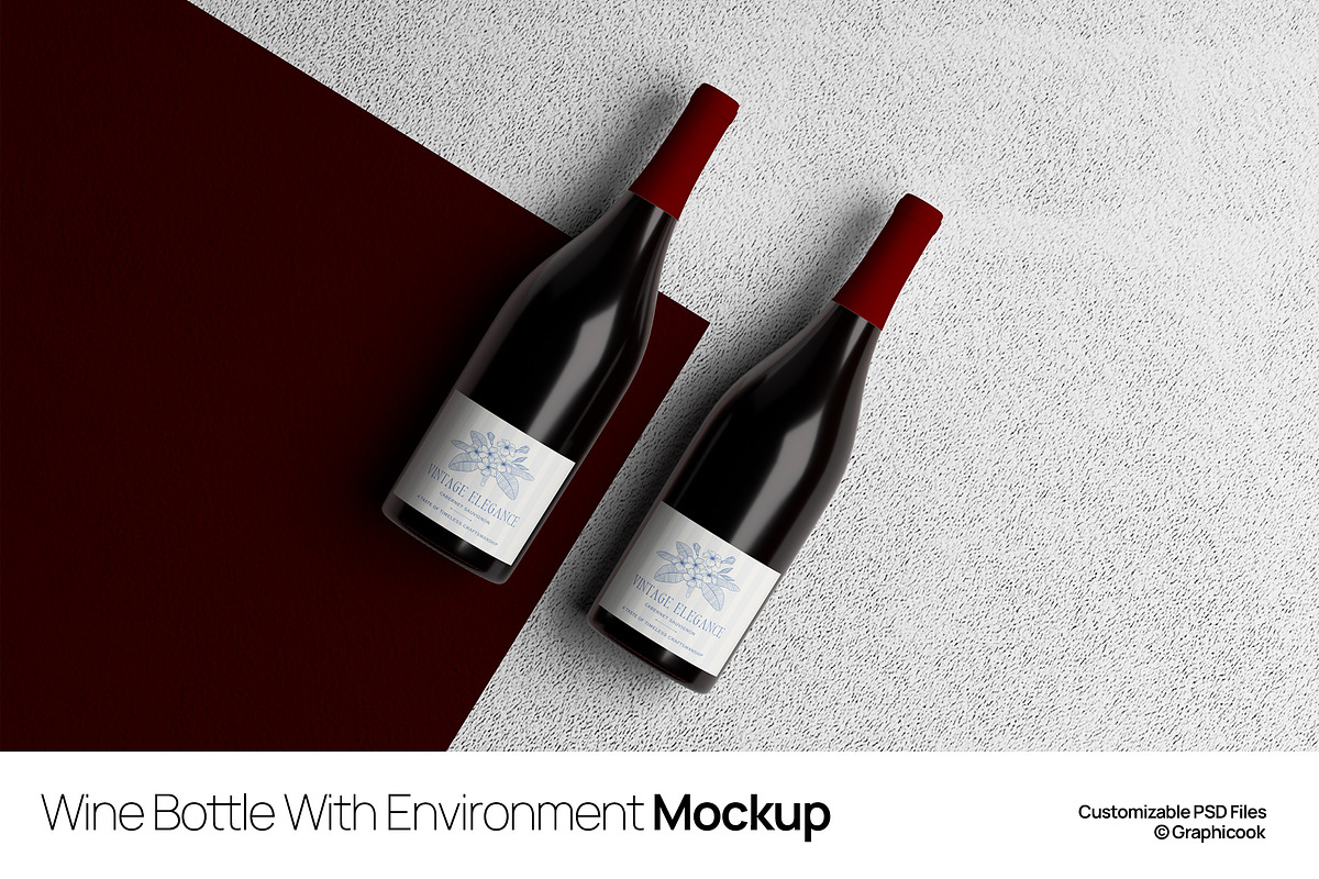 Wine Bottle Mockup With Environment, a Product Mockup by graphicook (Photo 1 of 5)