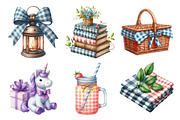 Watercolor Gingham Autumn Clipart Bu, an Illustration by Daily.Designs (Thumbnail 5 of 5)